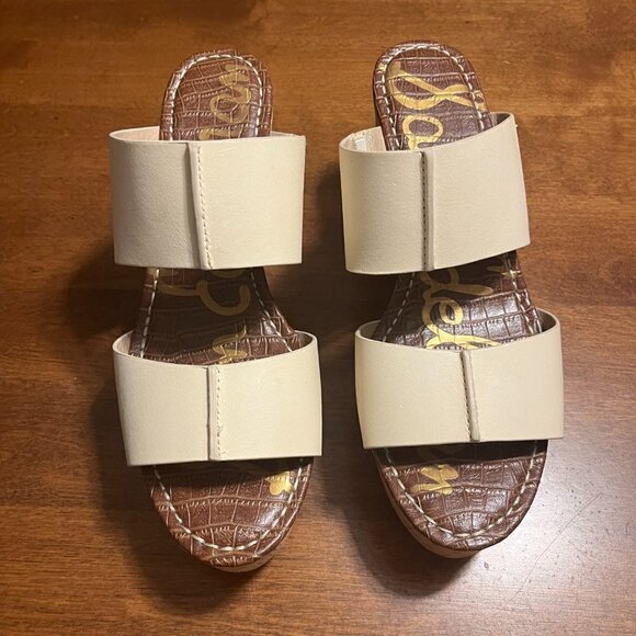 Sam Edelman Damara Wedge Sandals cream leather 11 41 - Picture 2 of 9